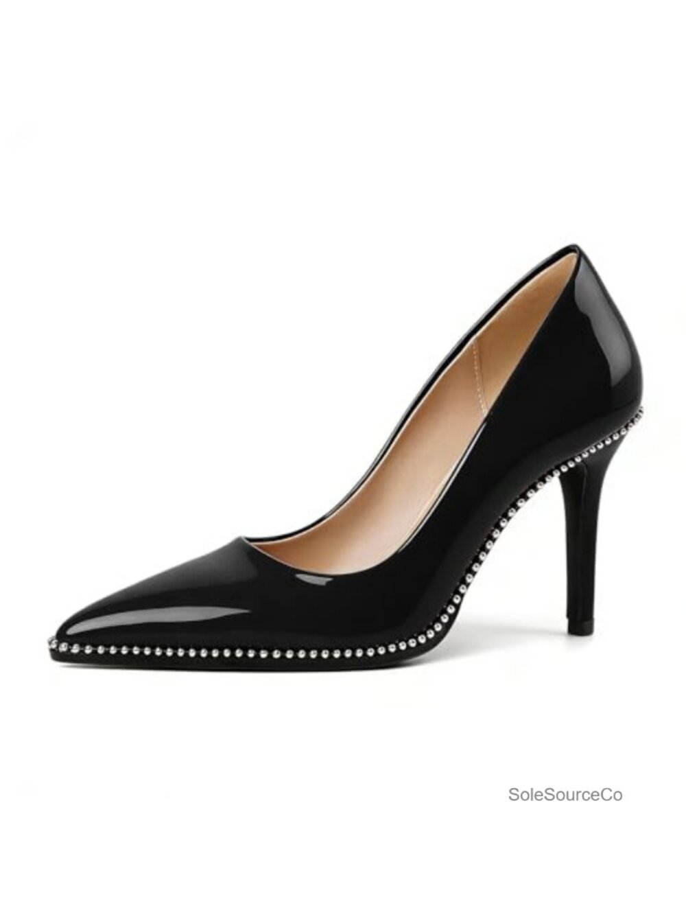 Pointed Toe Stiletto High Heel Beaded Slip On Dress Pumps
